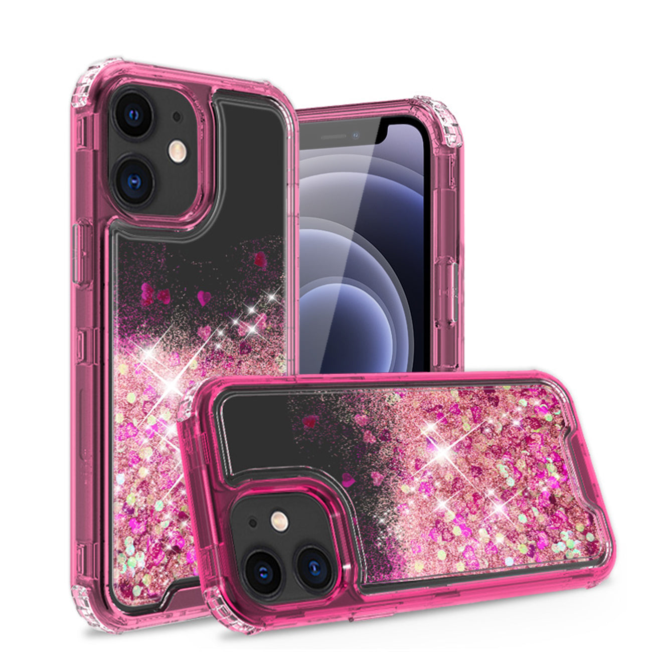 IPHONE 12 MINI Compatible Kickstand Ring Holder TPU Shockproof Case With Magnetic Car MountAPPLE IPHONE 12 MINI In Hot Pink - Shockproof Protection by