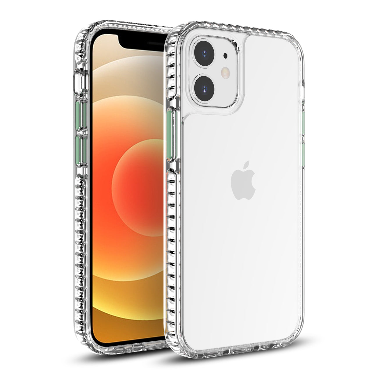 IPHONE 12 MINI Compatible TPU Bumper Shockproof Case With Embedded Coil In BlackAPPLE IPHONE 12 MINI In Clear Green - Premium Protection by