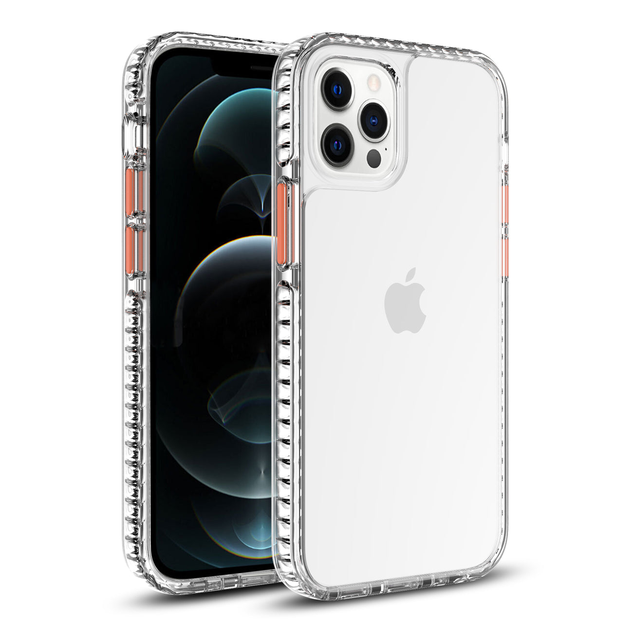 IPHONE 12 Compatible TPU Bumper Shockproof Case With Embedded Coil In BlackAPPLE IPHONE 12/IPHONE 12 PRO In Clear Orange - Heavy Duty Protection by