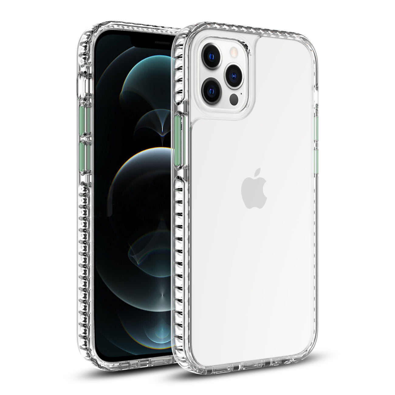 IPHONE 12 PRO Compatible TPU Bumper Shockproof Case With Embedded Coil In BlackAPPLE IPHONE 12 PRO MAX In Clear Green - Shockproof Protection by