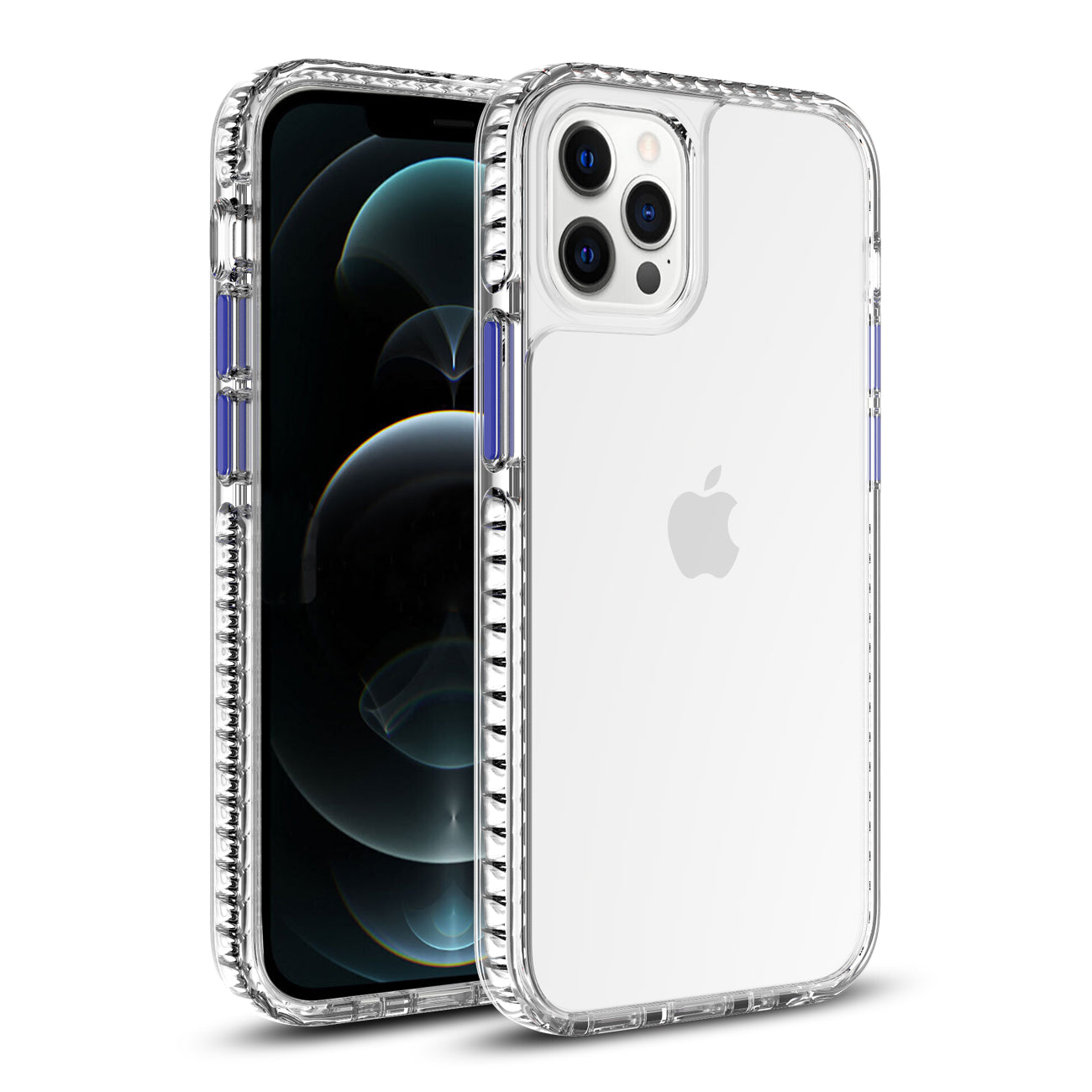 IPHONE 12 PRO Compatible TPU Bumper Shockproof Case With Embedded Coil In BlackAPPLE IPHONE 12 PRO MAX In Clear Navy - Crystal Clear Protection by