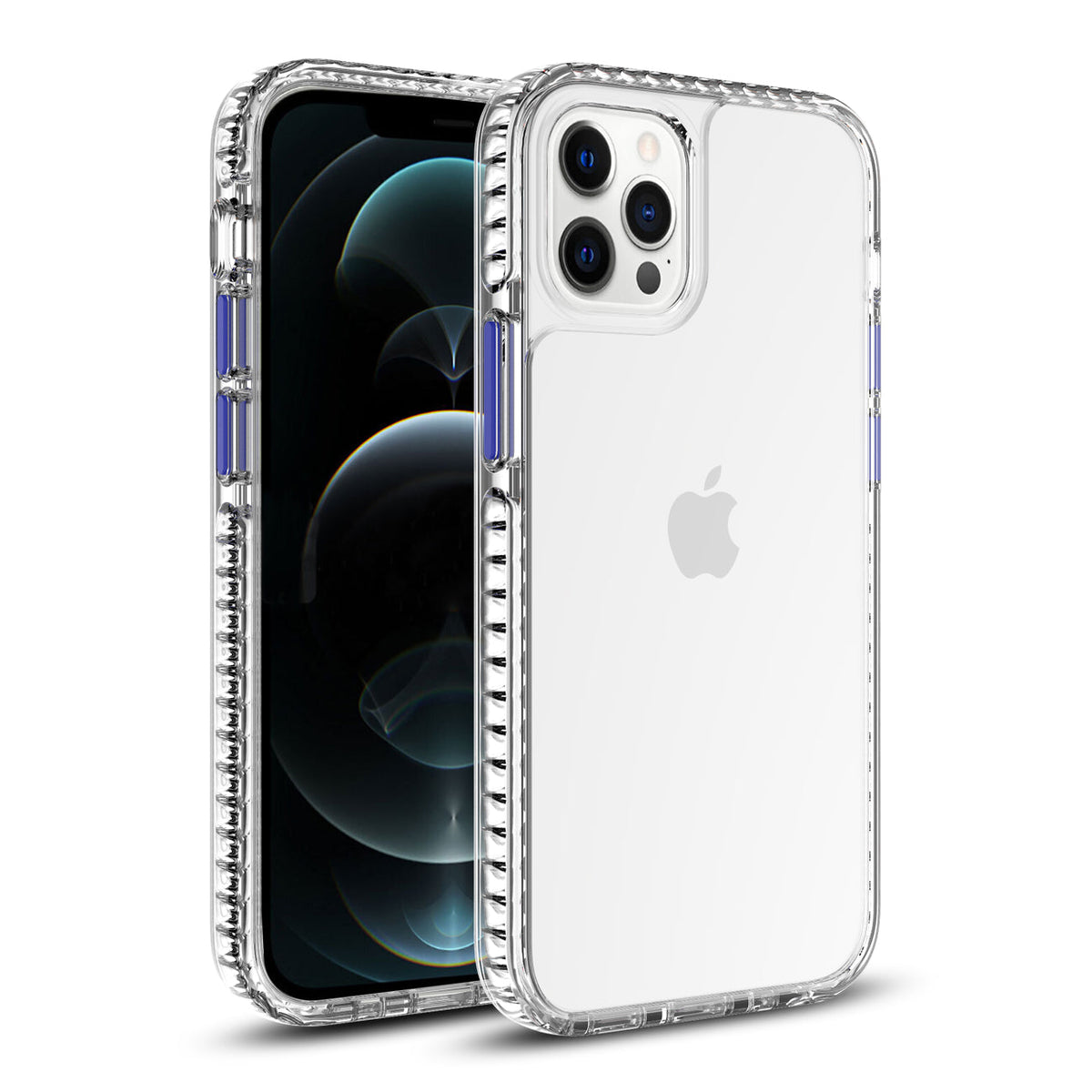 IPHONE 12 PRO Compatible TPU Bumper Shockproof Case With Embedded Coil In BlackAPPLE IPHONE 12 PRO MAX In Clear Navy - Crystal Clear Protection by