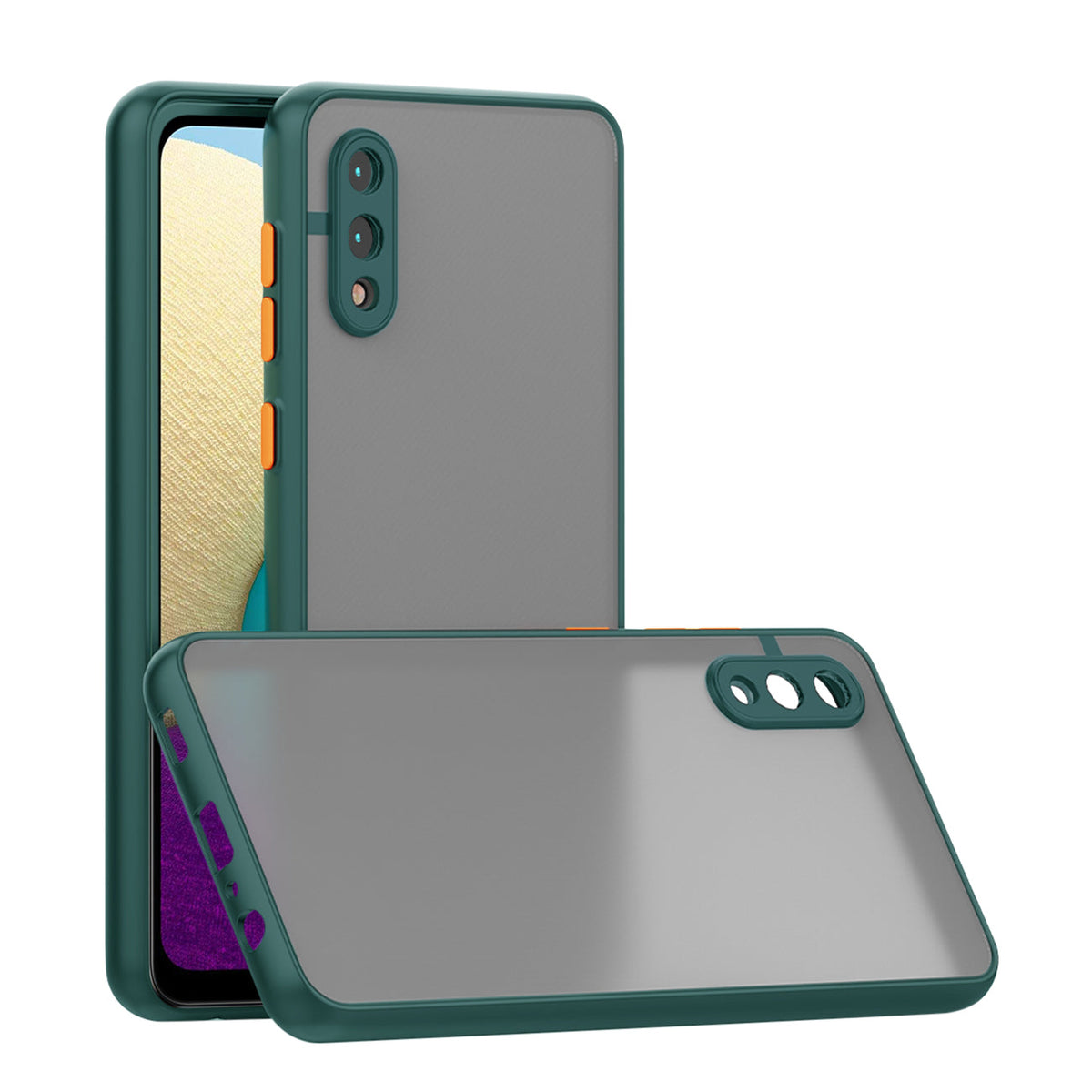 Camera Protection Translucent Case For Samsung Galaxy A20 /M02 In Dark Green - Ultra-Slim & Reliable