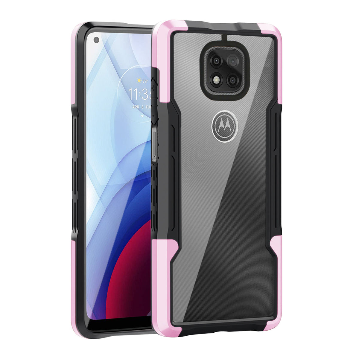 Shockproof Excellent Grip with Silky Feeling for Moto G Power 2021 In Pink - Heavy Duty & Reliable