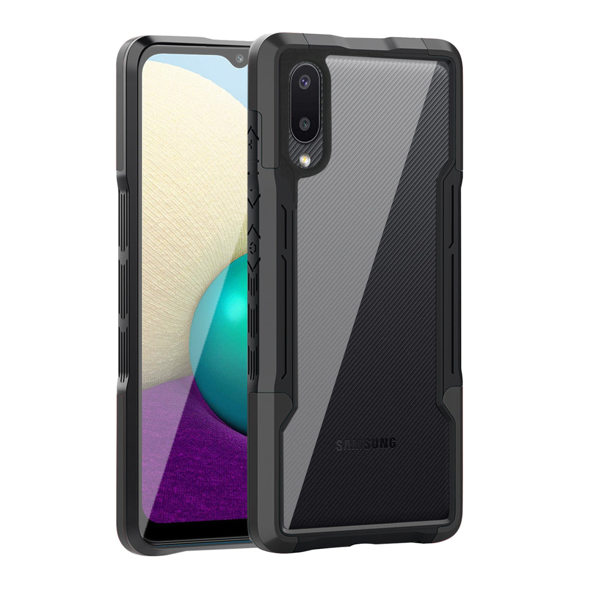 Shockproof Excellent Grip with Silky Feeling for Samsung Galaxy A20 /M02 In Black - Shockproof & Reliable