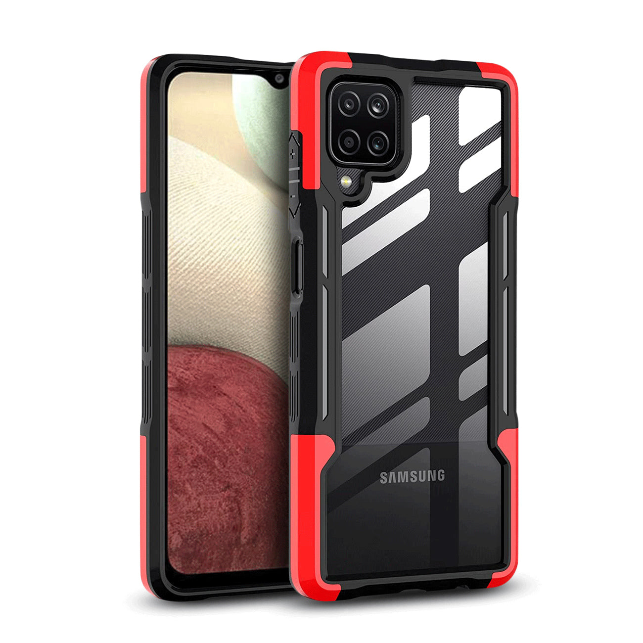 Shockproof Excellent Grip with Silky Feeling for Samsung A12 5G In Red - Crystal Clear & Reliable