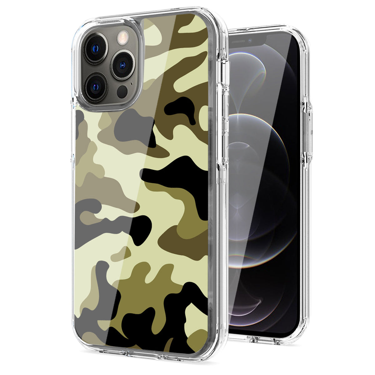IPHONE 12 PRO Compatible Camouflage Dual Layer Hybrid Hard Plastic and Soft TPU Rubber Case Cover for APPLE IPHONE 12 PRO MAX In Green - Durable Protection by