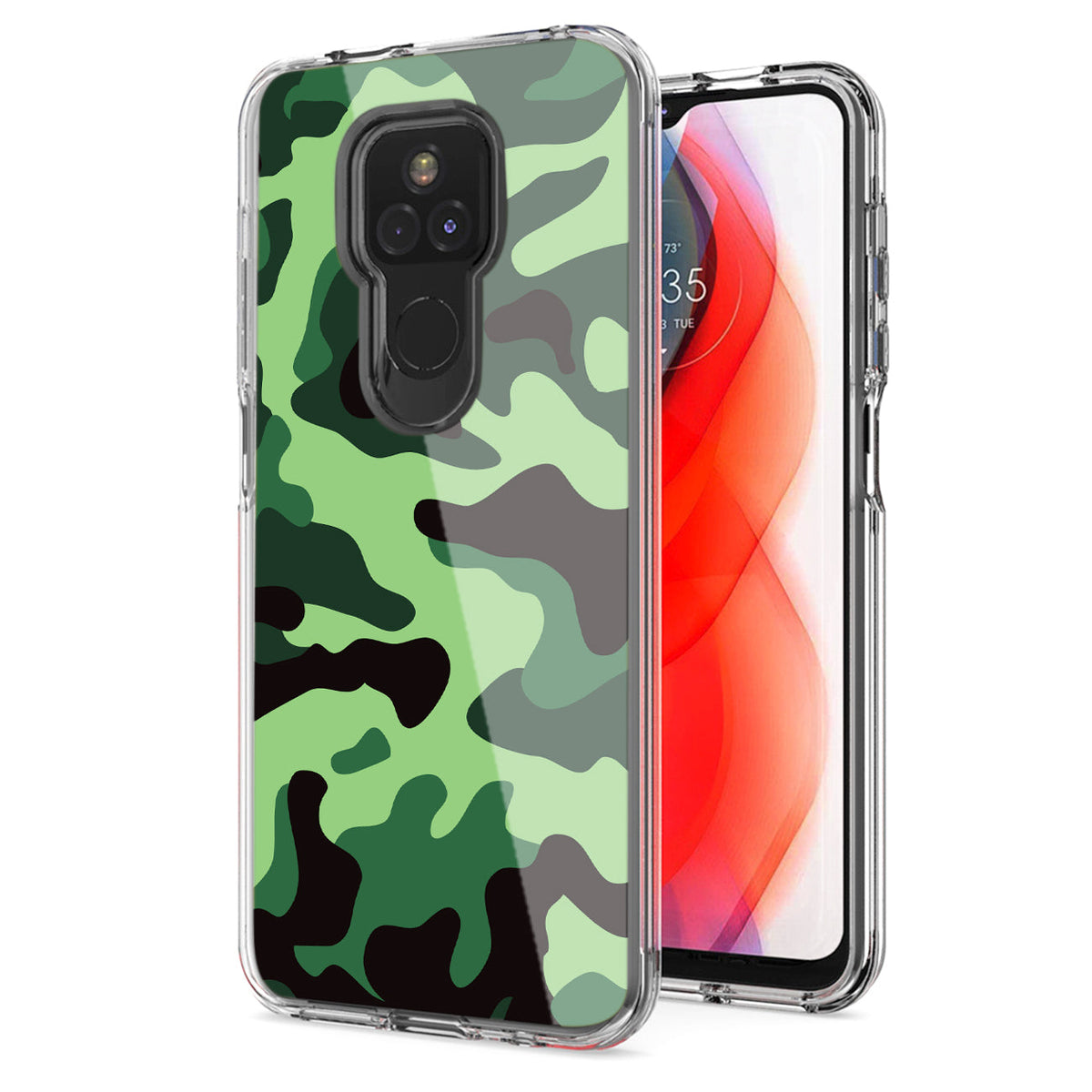 Camouflage Dual Layer Hybrid Hard Plastic and Soft TPU Rubber Case Cover for MOTOROLA G PLAY In Mint Green - Heavy Duty & Reliable