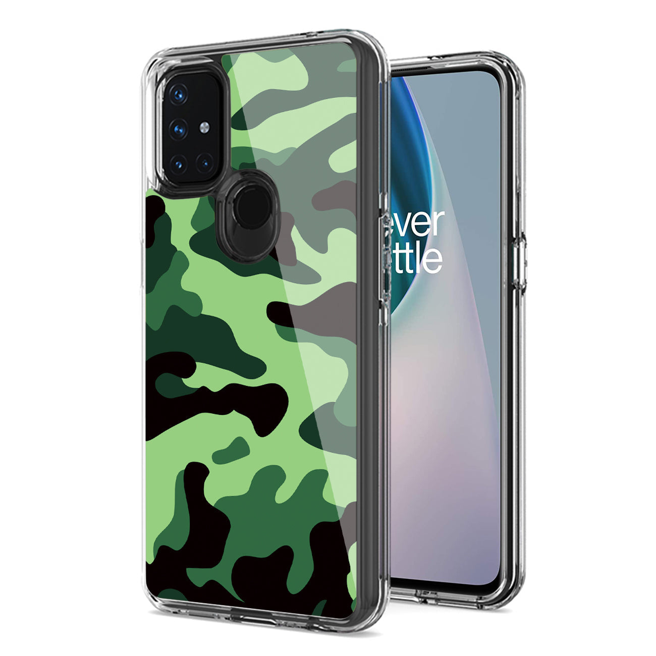 Camouflage Dual Layer Hybrid Hard Plastic and Soft TPU Rubber Case Cover for ONEPLUS NORD N10 5G In Mint Green - Durable & Reliable