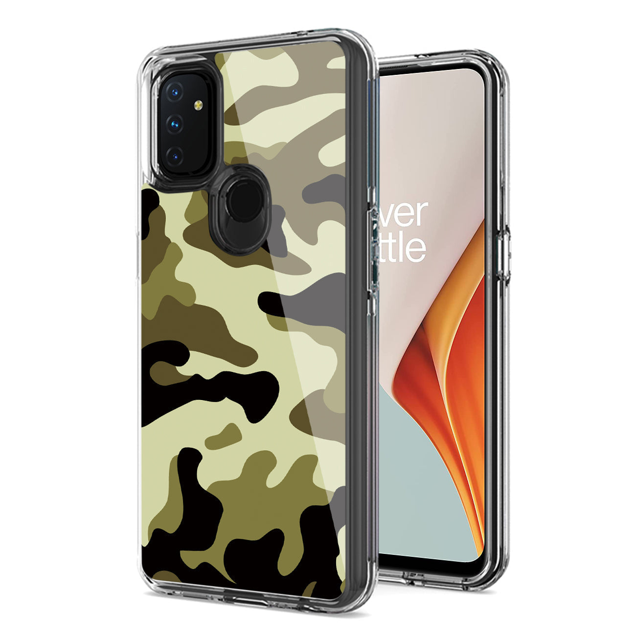 Camouflage Dual Layer Hybrid Hard Plastic and Soft TPU Rubber Case Cover for ONEPLUS NORD N100 In Green - Crystal Clear & Reliable