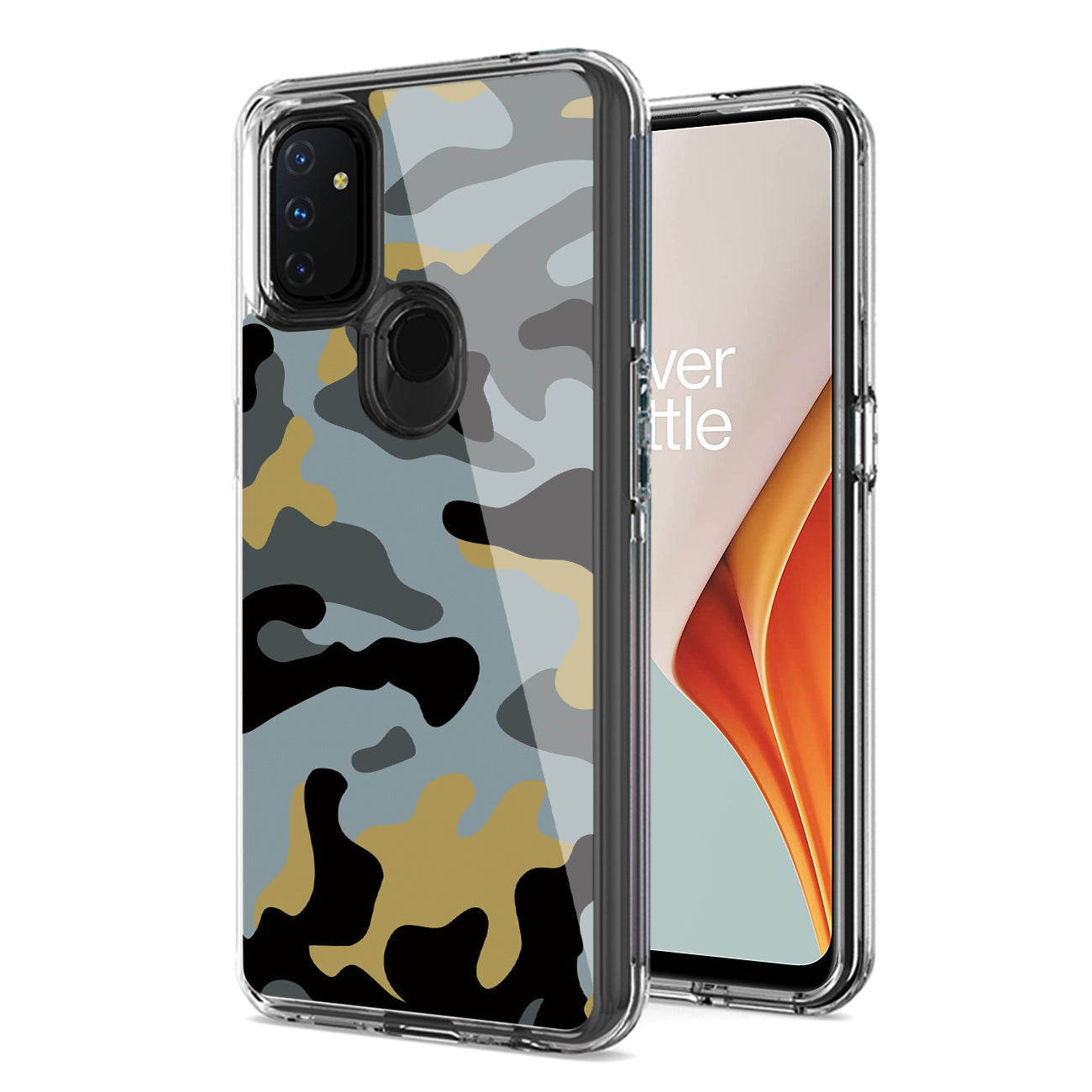 Camouflage Dual Layer Hybrid Hard Plastic and Soft TPU Rubber Case Cover for ONEPLUS NORD N100 In Blue - Ultra-Slim & Reliable