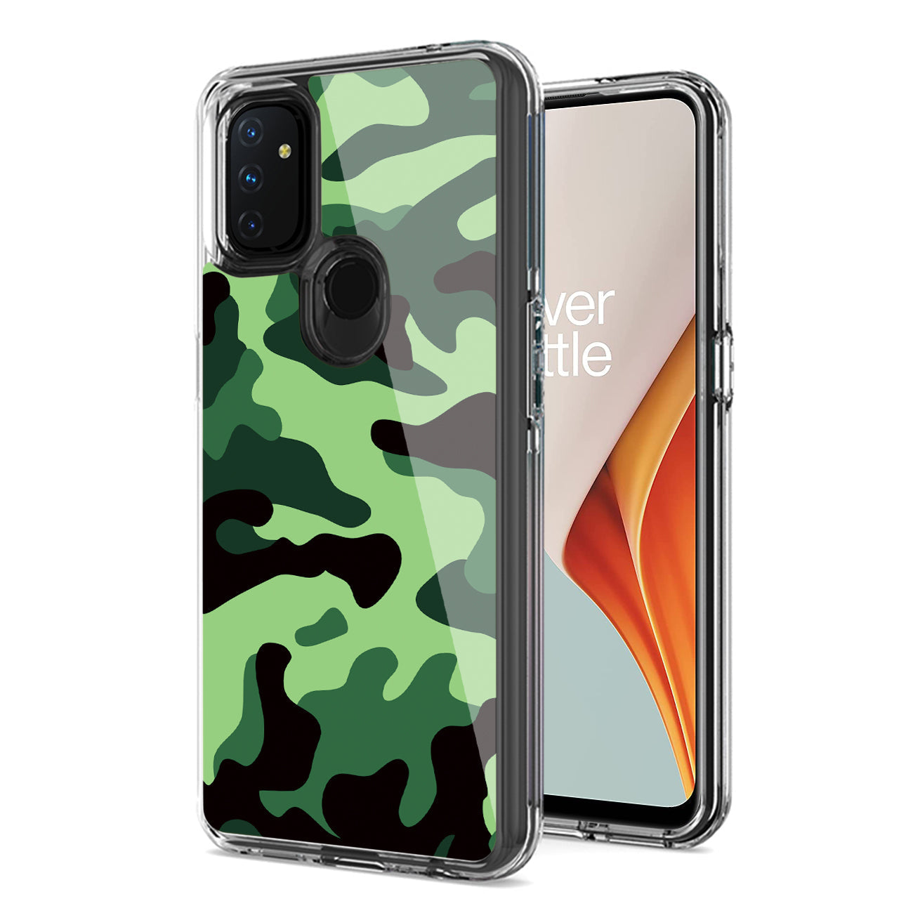 Camouflage Dual Layer Hybrid Hard Plastic and Soft TPU Rubber Case Cover for ONEPLUS NORD N100 In Mint Green - Shockproof & Reliable