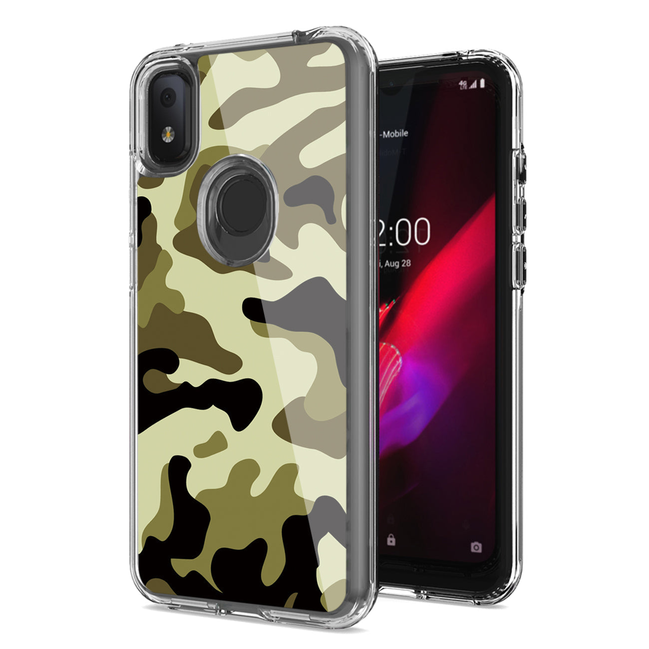 Camouflage Dual Layer Hybrid Hard Plastic and Soft TPU Rubber Case Cover for REVVL 4 In Green - Crystal Clear & Reliable