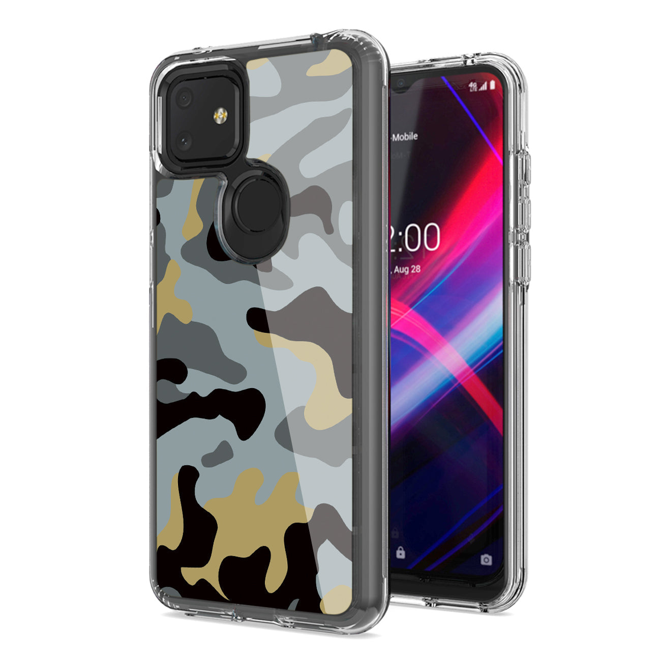 Camouflage Dual Layer Hybrid Hard Plastic and Soft TPU Rubber Case Cover for REVVL 4 PLUSE In Blue - Crystal Clear & Reliable