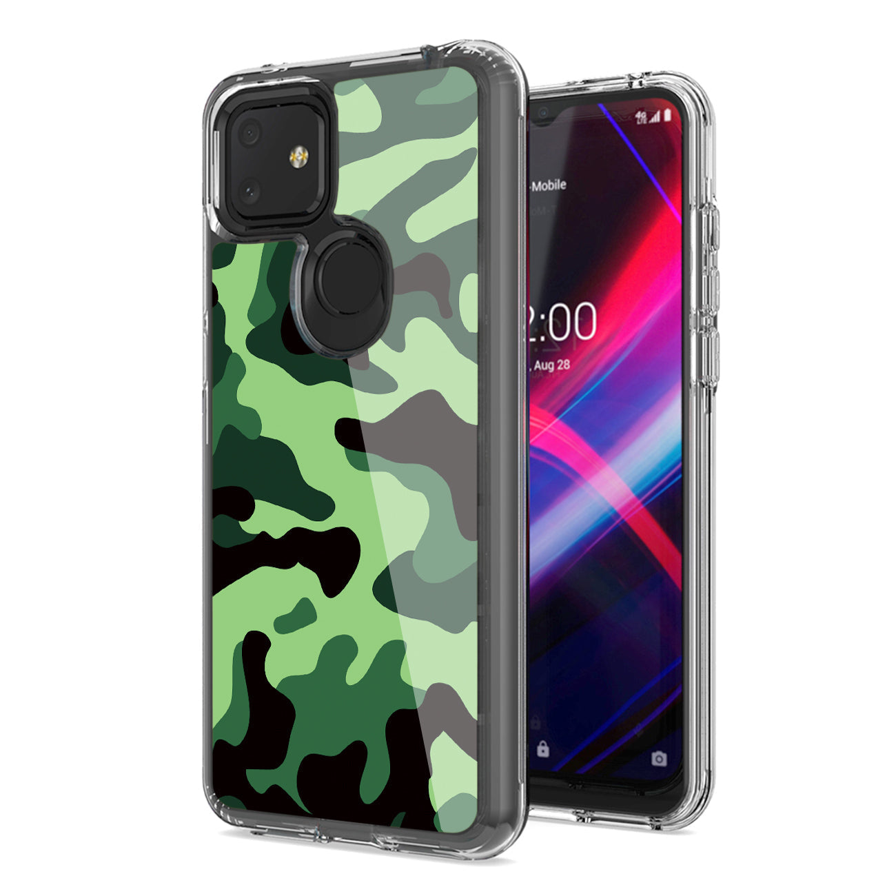 Camouflage Dual Layer Hybrid Hard Plastic and Soft TPU Rubber Case Cover for REVVL 4 PLUSE In Mint Green - Shockproof & Reliable