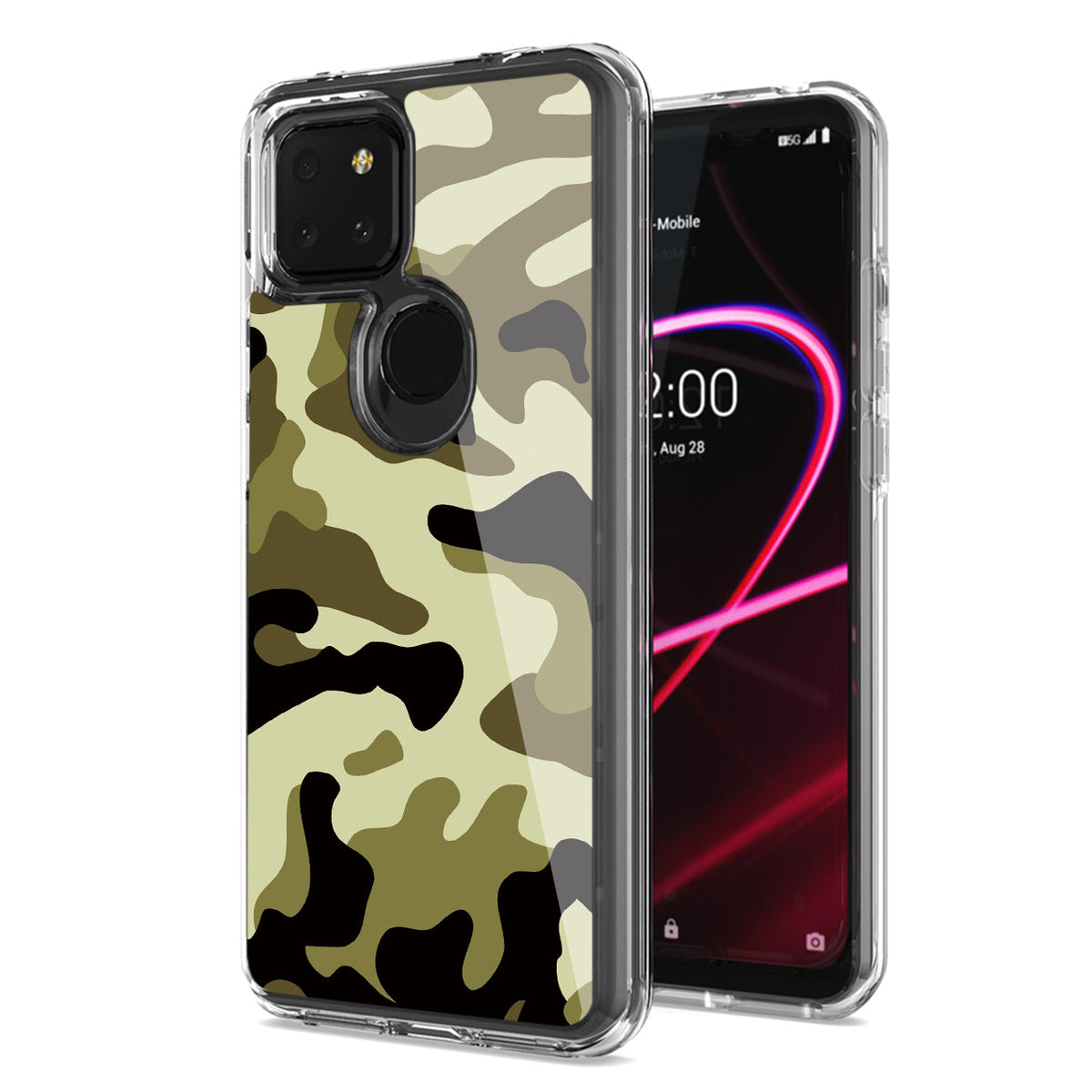 Camouflage Dual Layer Hybrid Hard Plastic and Soft TPU Rubber Case Cover for REVVL 5G In Green - Premium & Reliable