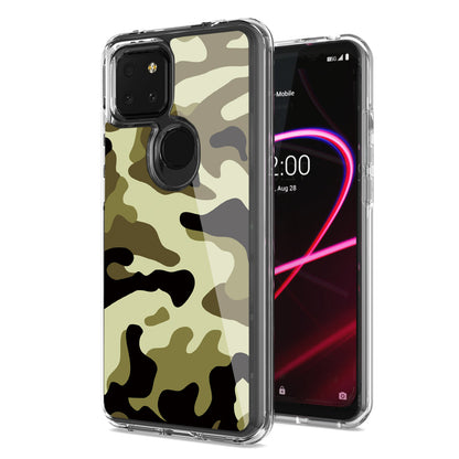 Camouflage Dual Layer Hybrid Hard Plastic and Soft TPU Rubber Case Cover for REVVL 5G In Green - Premium & Reliable
