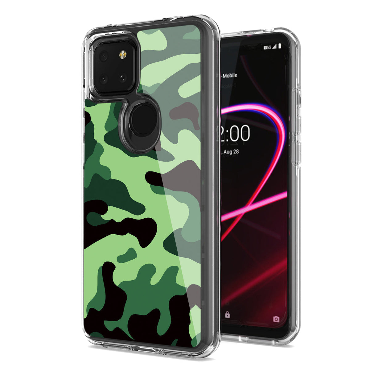 Camouflage Dual Layer Hybrid Hard Plastic and Soft TPU Rubber Case Cover for REVVL 5G In Mint Green - Premium & Reliable