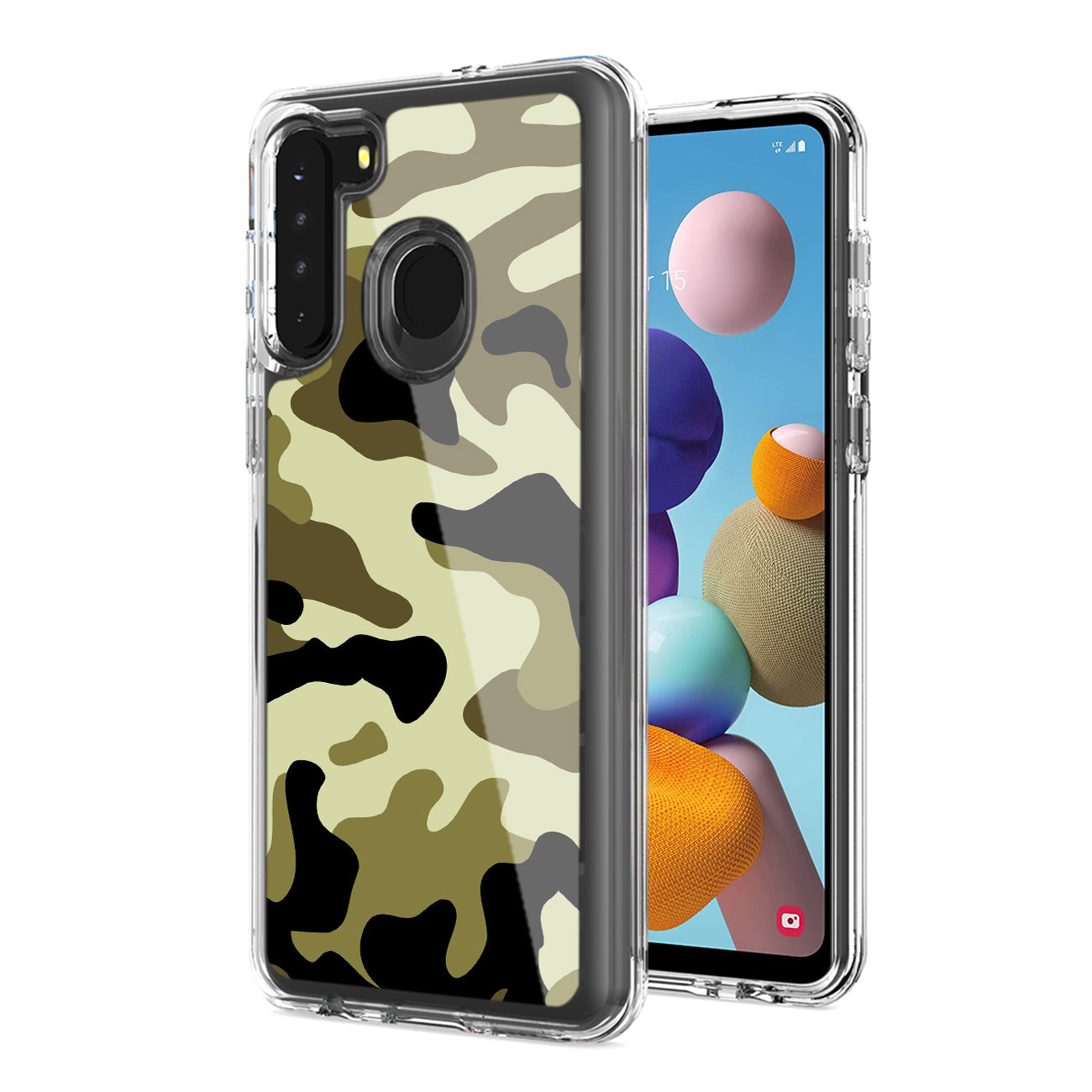 Camouflage Dual Layer Hybrid Hard Plastic and Soft TPU Rubber Case Cover for SAMSUNG GALAXY S21/S30 In Green - Ultra-Slim & Reliable