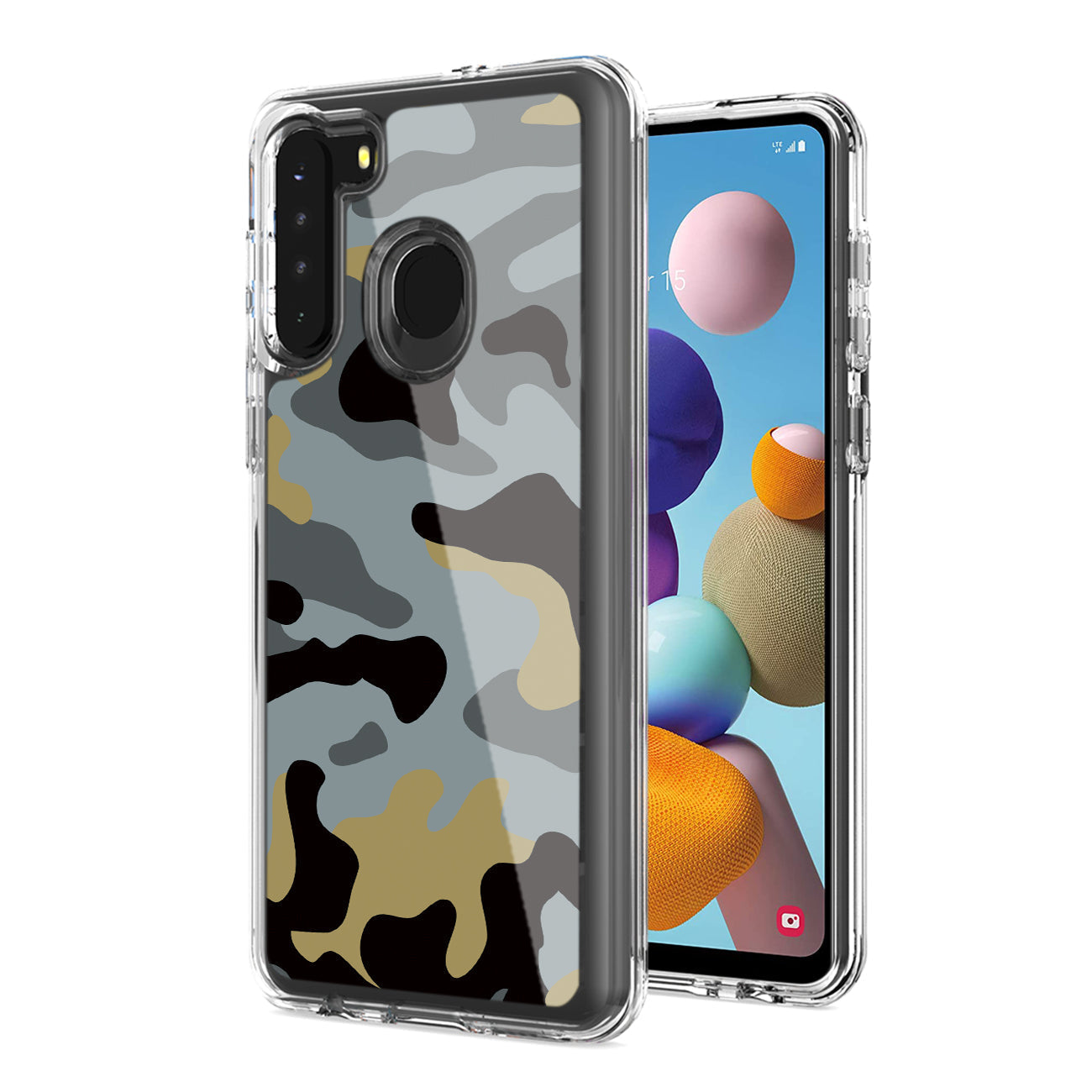 Camouflage Dual Layer Hybrid Hard Plastic and Soft TPU Rubber Case Cover for SAMSUNG GALAXY S21/S30 In Blue - Shockproof & Reliable