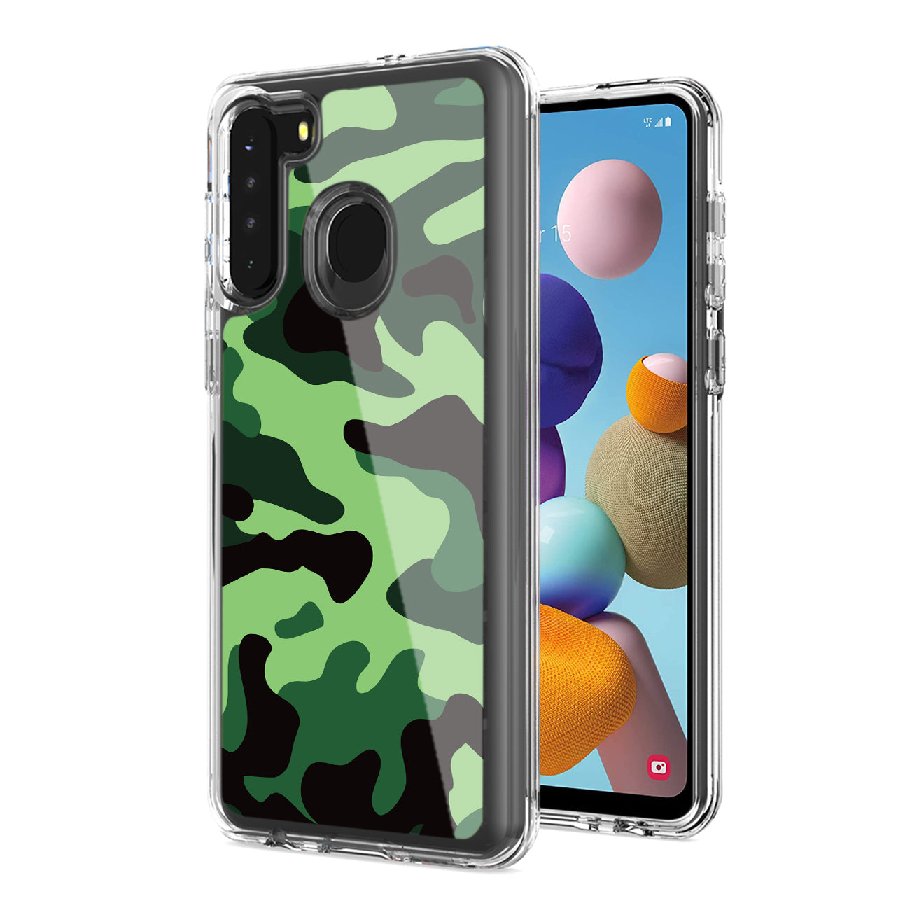 Camouflage Dual Layer Hybrid Hard Plastic and Soft TPU Rubber Case Cover for SAMSUNG GALAXY S21/S30 In Mint Green - Durable & Reliable