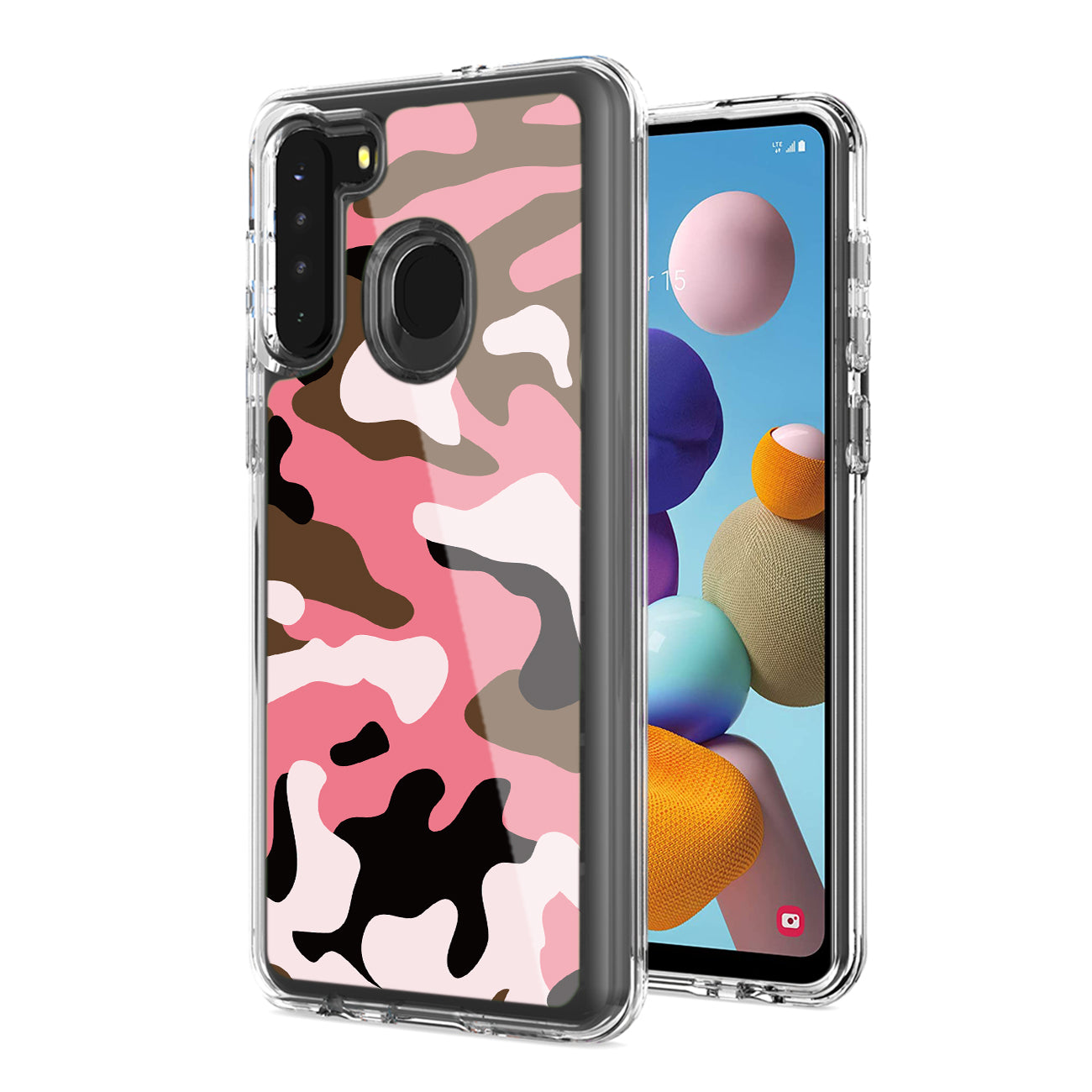 Camouflage Dual Layer Hybrid Hard Plastic and Soft TPU Rubber Case Cover for SAMSUNG GALAXY S21/S30 In Pink - Ultra-Slim & Reliable