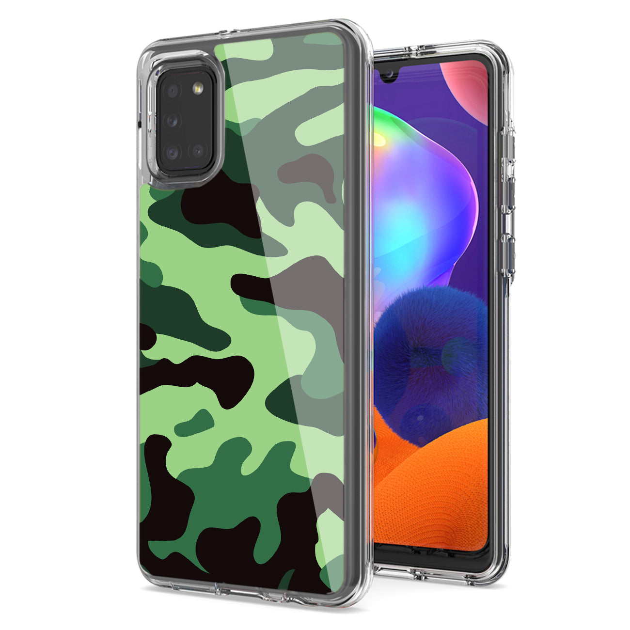 Camouflage Dual Layer Hybrid Hard Plastic and Soft TPU Rubber Case Cover for SAMSUNG GALAXY A31 In Mint Green - Durable & Reliable
