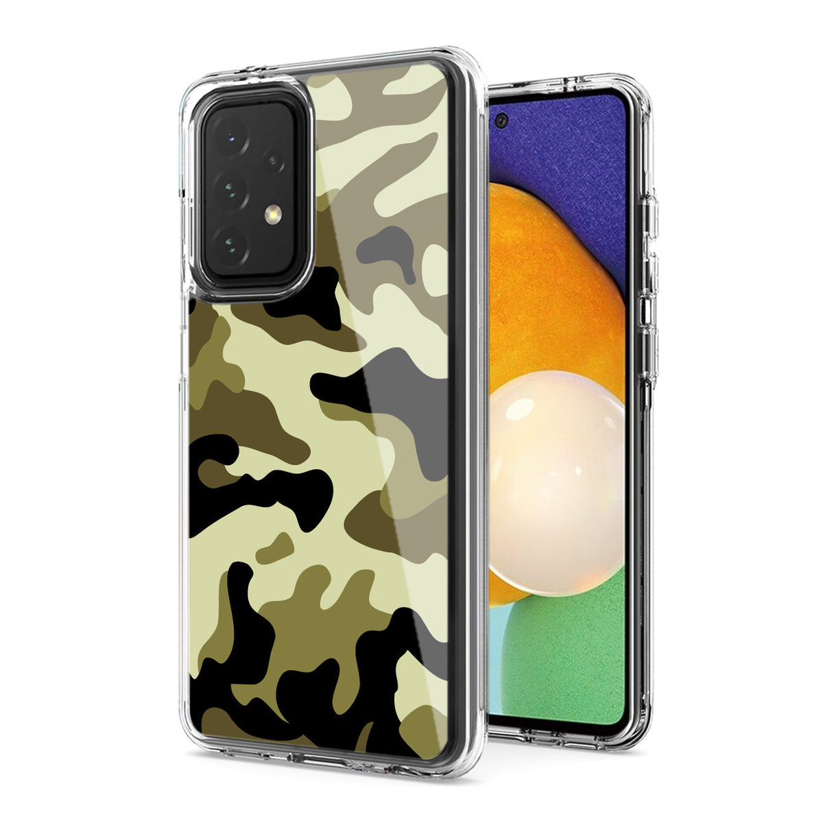 Camouflage Dual Layer Hybrid Hard Plastic and Soft TPU Rubber Case Cover for SAMSUNG GALAXY A52 5G In Green - Durable & Reliable
