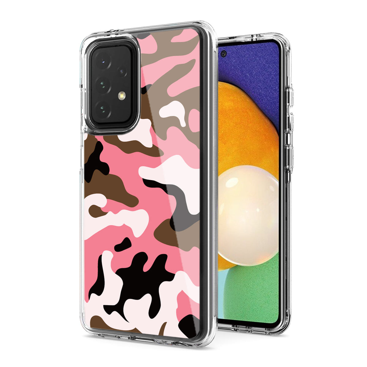 Camouflage Dual Layer Hybrid Hard Plastic and Soft TPU Rubber Case Cover for SAMSUNG GALAXY A52 5G In Pink - Durable & Reliable