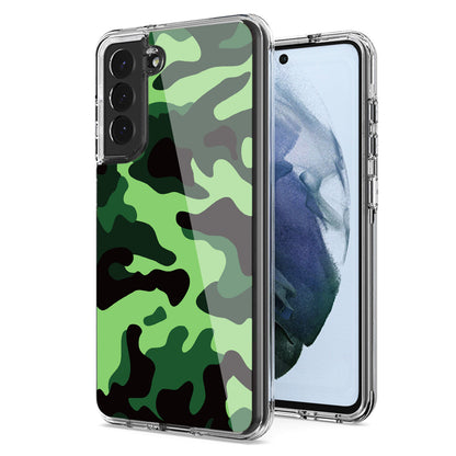 Camouflage Dual Layer Hybrid Hard Plastic and Soft TPU Rubber Case Cover for SAMSUNG GALAXY S21 FE In Mint Green - Ultra-Slim & Reliable