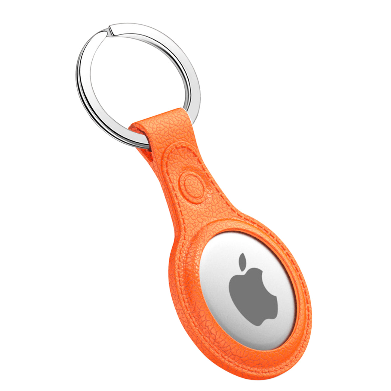 Leather Texture Silicone Case for Apple AirTag In Orange - Crystal Clear & Reliable