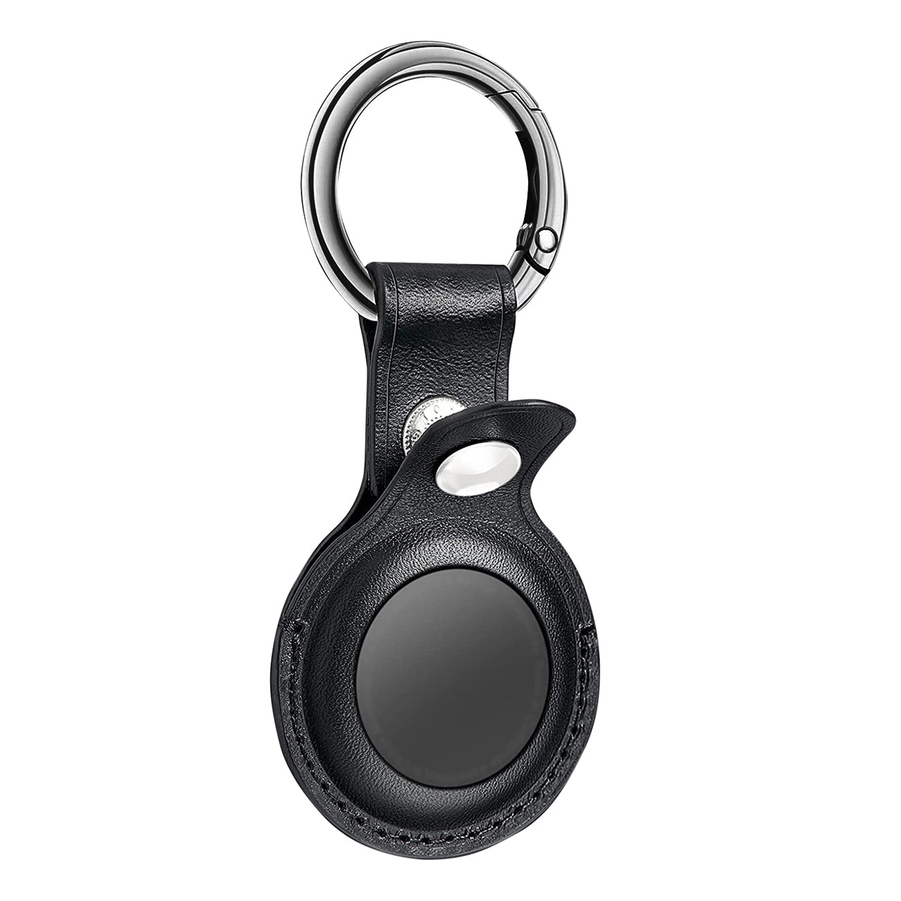 Leather Protective Case for Apple AirTag In Black - Crystal Clear & Reliable