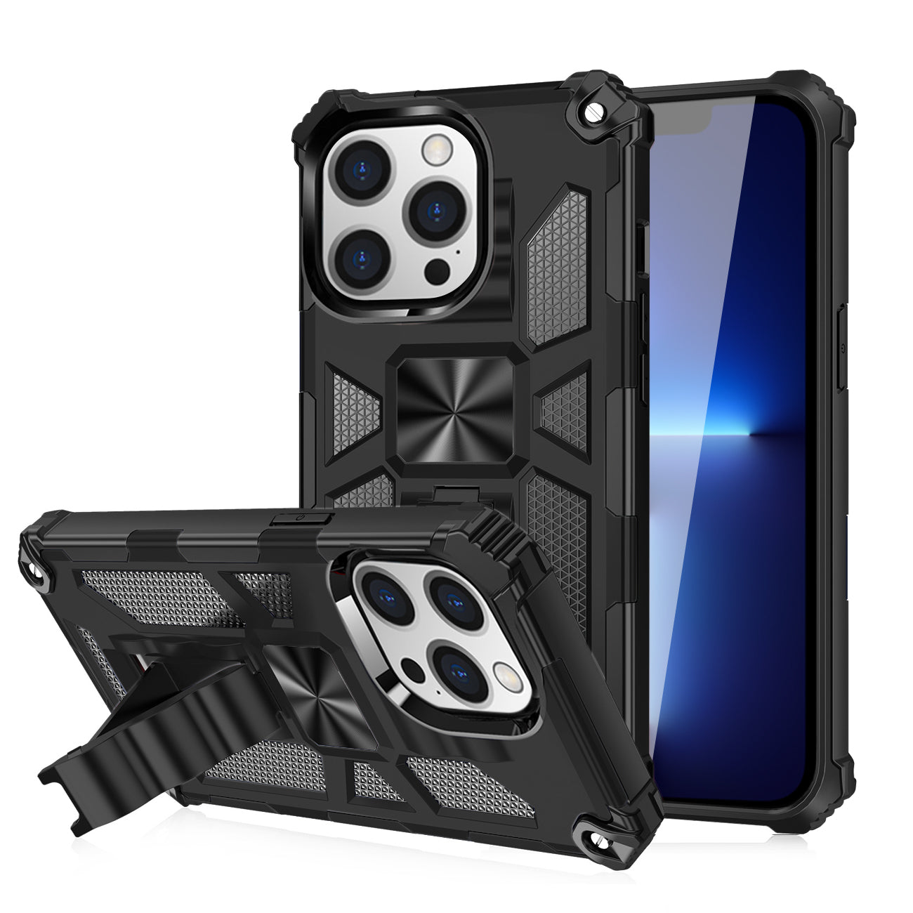 IPHONE 13 PRO Compatible Built-in Kickstand TPU Case with Magnetic Mount for APPLE IPHONE 13 PRO in Black - Premium Protection by