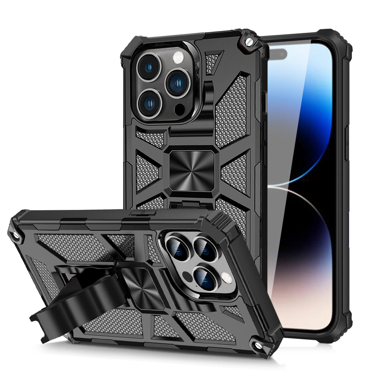 IPHONE 14 PRO Compatible Built-in Kickstand TPU Case with Magnetic Mount for APPLE IPHONE 14 PRO in Black - Ultra-Slim Protection by