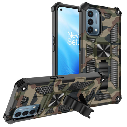 Built-in Kickstand TPU Case with Magnetic Mount for ONEPLUS NORD N200 5G in Camouflage - Premium & Reliable