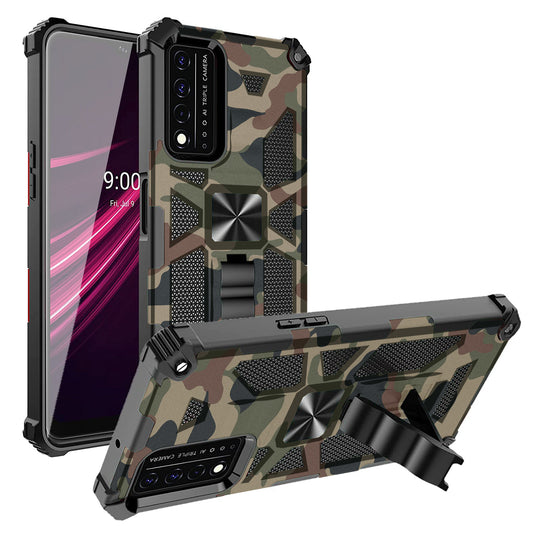 Built-in Kickstand TPU Case with Magnetic Mount for REVVL 5G in Camouflage - Durable & Reliable