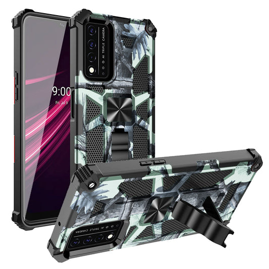 Built-in Kickstand TPU Case with Magnetic Mount for REVVL 5G in Tree leaf patterns - Durable & Reliable