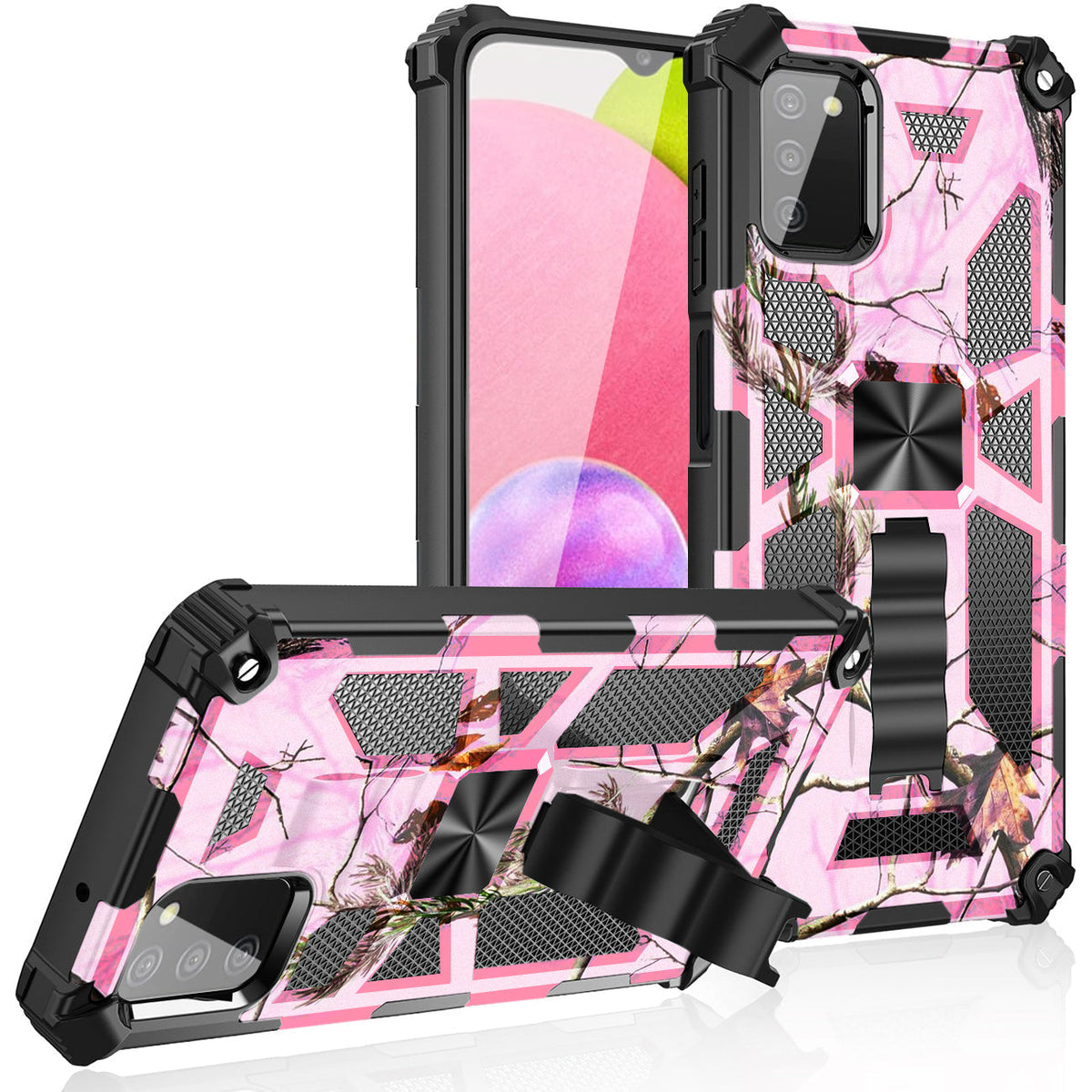 Built-in Kickstand TPU Case with Magnetic Mount for SAMSUNG GALAXY A02S in Tree leaf patterns - Premium & Reliable