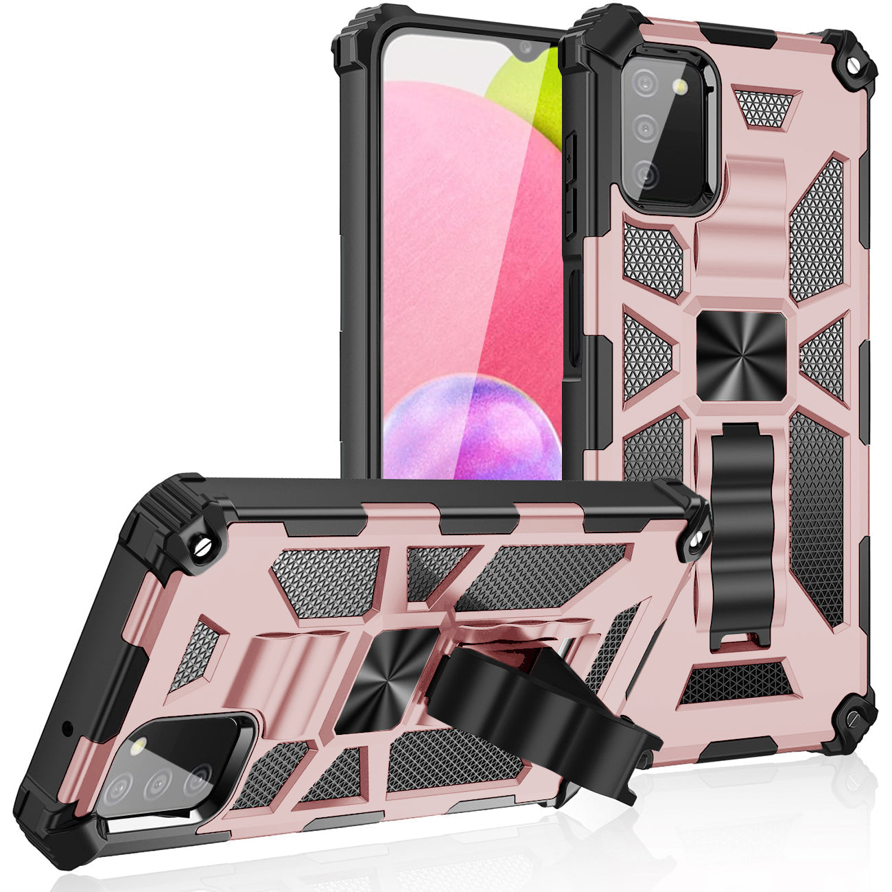 Built-in Kickstand TPU Case with Magnetic Mount for SAMSUNG GALAXY A02S in Rose Gold - Durable & Reliable
