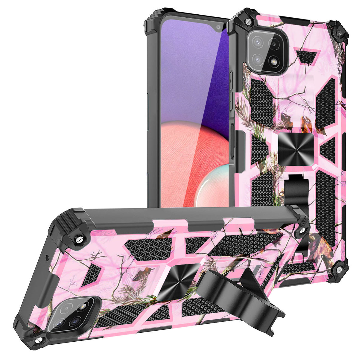 Built-in Kickstand TPU Case with Magnetic Mount for SAMSUNG GALAXY A22 5G in Tree leaf patterns - Premium & Reliable