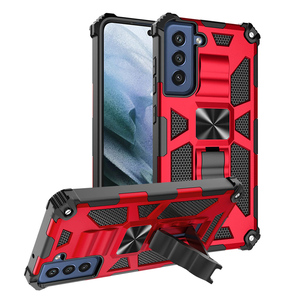 Built-in Kickstand TPU Case with Magnetic Mount for SAMSUNG GALAXY S22 PLUS in Red - Shockproof & Reliable