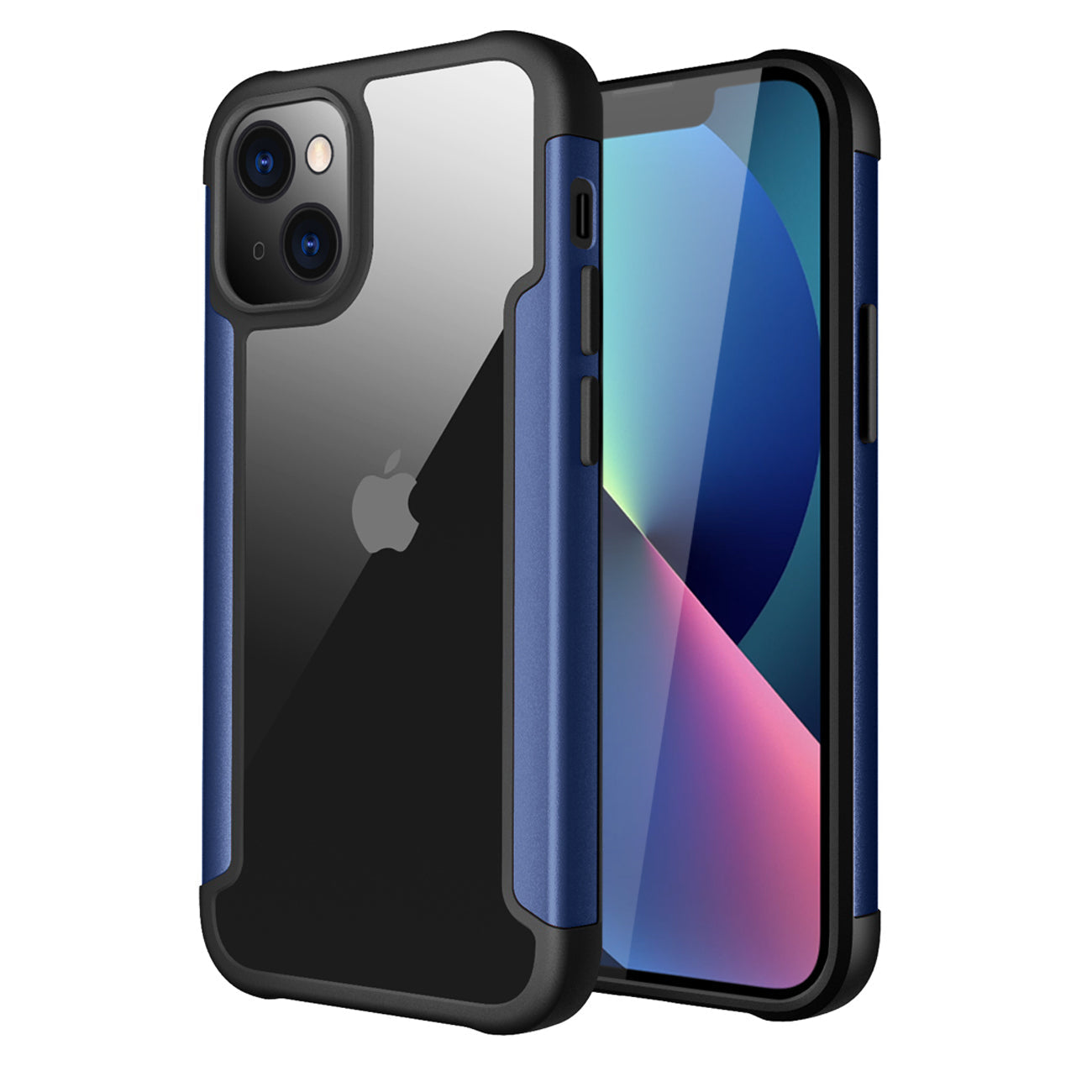 iPhone 13 Mini Compatible High Quality Clean PC,TPU and Metal Bumper Case For iPhone 13 Mini In Blue - Premium Protection by