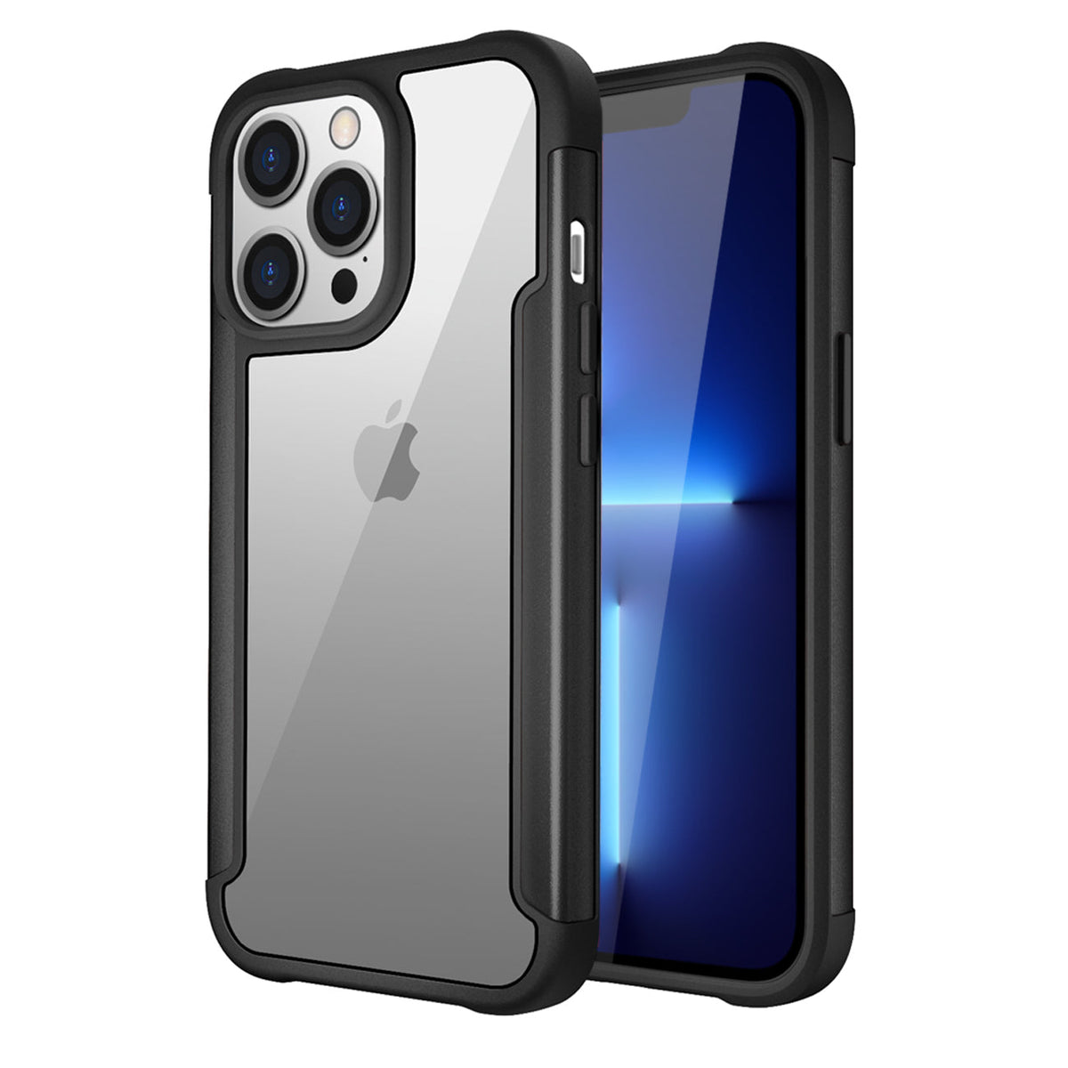iPhone 13 Pro Compatible High Quality Clean PC,TPU and Metal Bumper Case For iPhone 13 Pro In Black - Durable Protection by