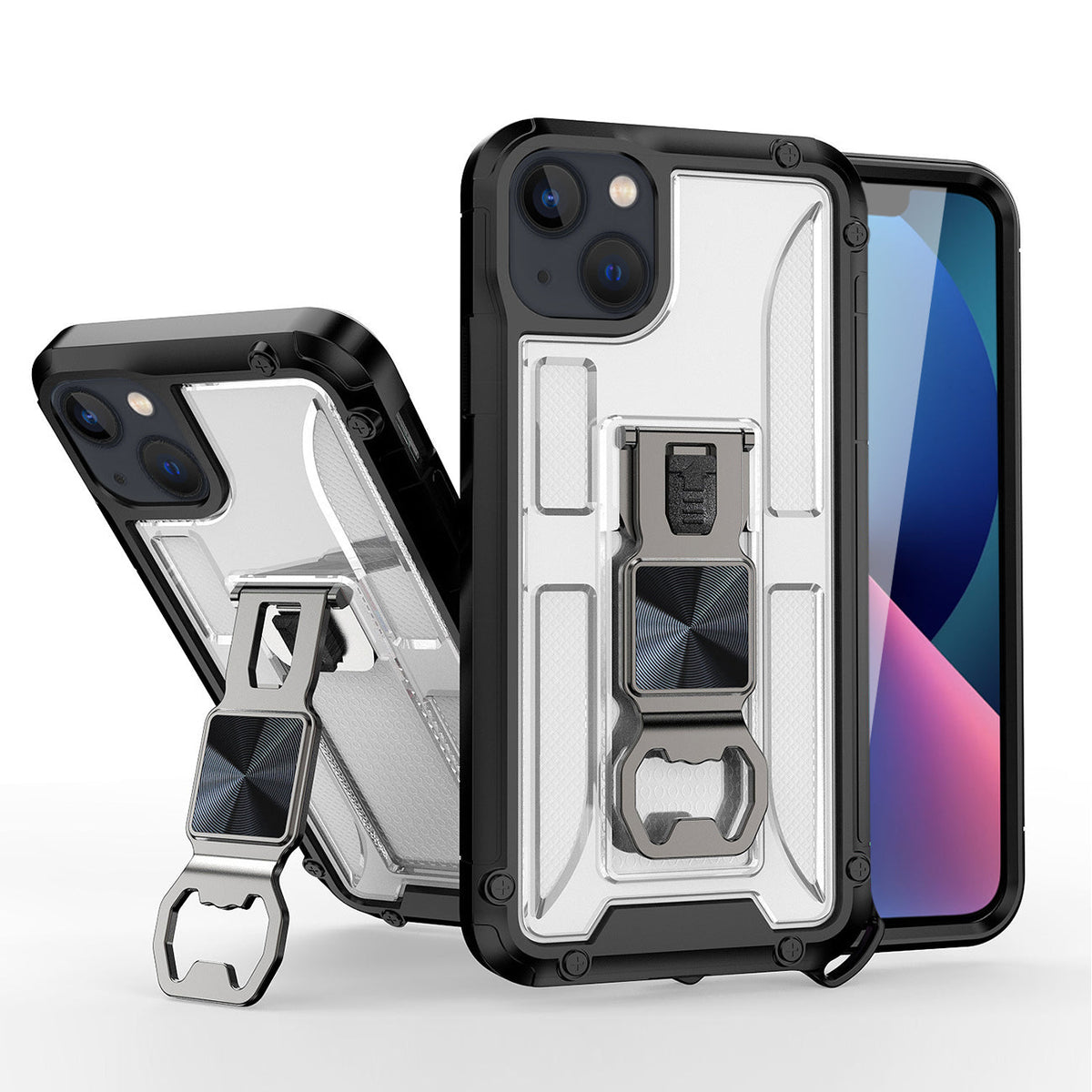 IPHONE 13 Compatible Kickstand Ring Holder/Bottle Opener with Magnetic Car Mount for APPLE IPHONE 13 - Durable Protection by