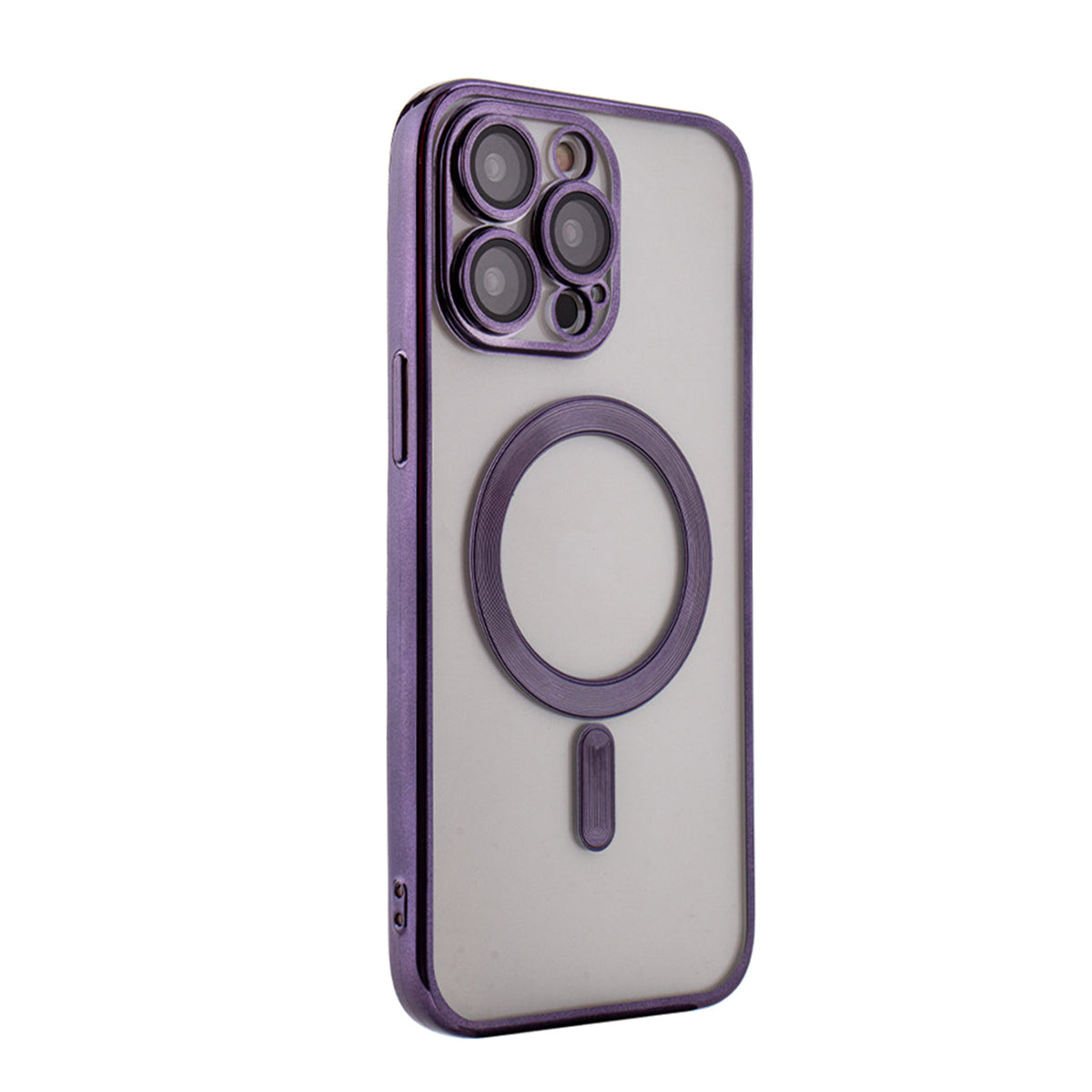 iPhone 14 Pro Compatible Magnetic Wireless Charging TPU Bumper Case For iPhone 14 Pro Max In Purple - Crystal Clear Protection by