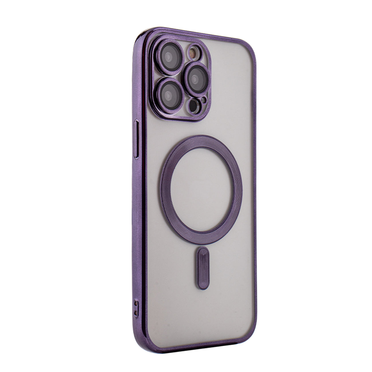 iPhone 14 Pro Compatible Magnetic Wireless Charging TPU Bumper Case For iPhone 14 Pro Max In Purple - Crystal Clear Protection by