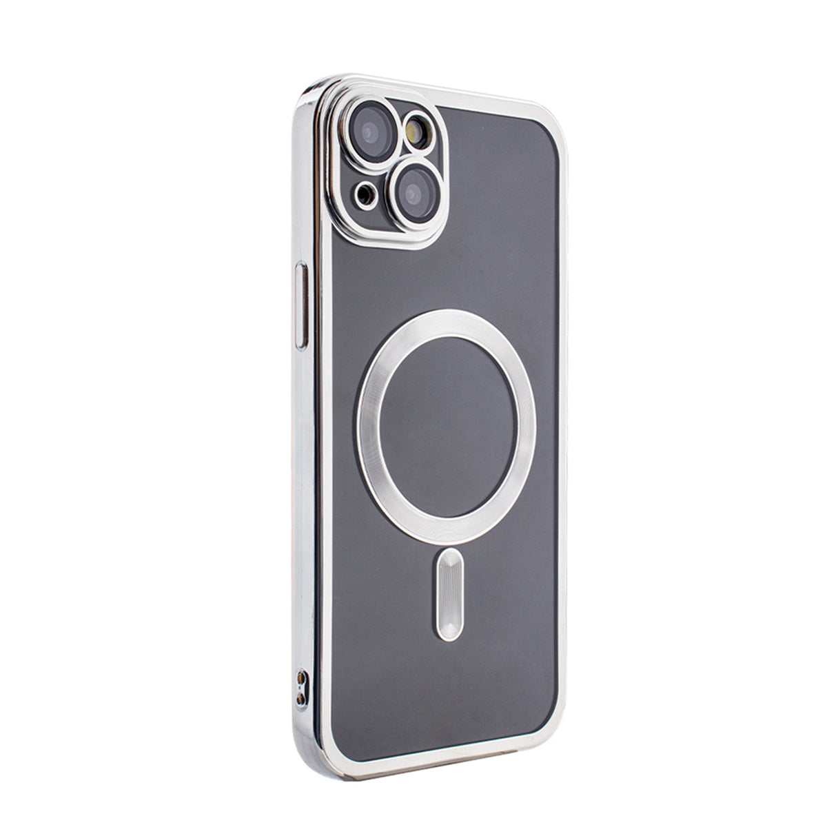 iPhone 15 PLUS Compatible Magnetic Wireless Charging TPU Bumper Case For iPhone 15 PLUS In Silver - Premium Protection by