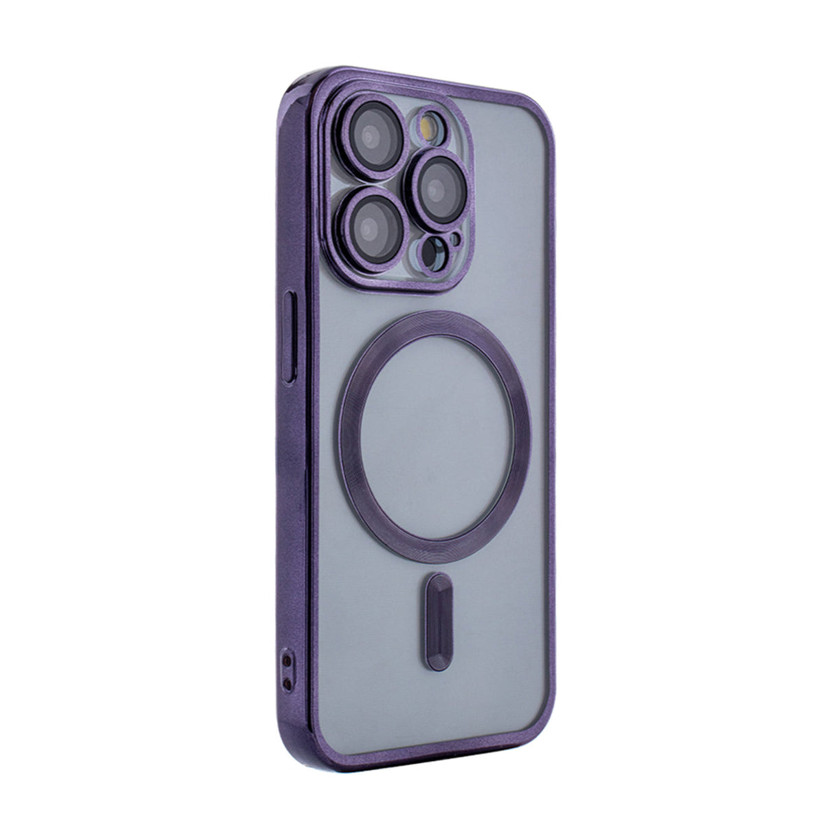iPhone 15 PRO Compatible Magnetic Wireless Charging TPU Bumper Case For iPhone 15 PRO MAX In Purple - Heavy Duty Protection by