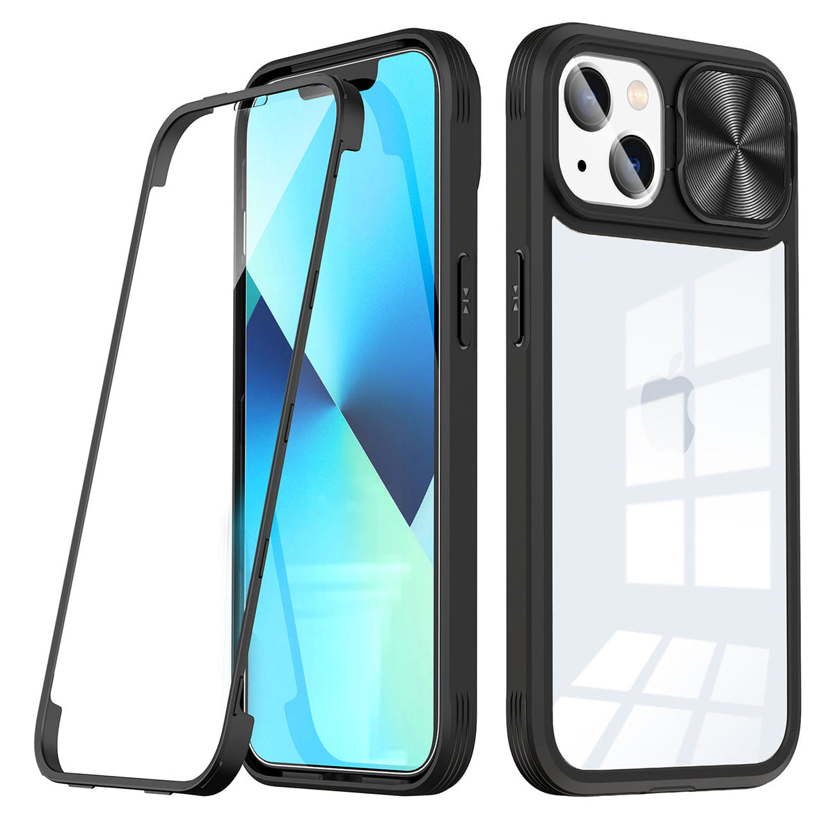 iPhone 14 Compatible Full Protection With Mobile Phone Protective Film Slide Camera Lens Phone Case For iPhone 14 In Black - Crystal Clear Protection by