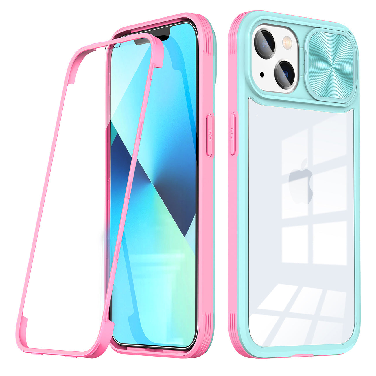 iPhone 14 Compatible Full Protection With Mobile Phone Protective Film Slide Camera Lens Phone Case For iPhone 14 In Blue - Premium Protection by